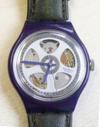 San102 Swatch Automatic Bäru 1994 Lederarmband Volle Funktion Bild