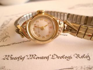 Vintage Art Deco Style Swiss Bulova Diamanten Dau Von 1961 Vergoldet Handaufzug Bild