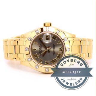 Rolex Datejust Pearlmaster - 18k Gelbgold Diamant Automatik Uhr 80318 Bild