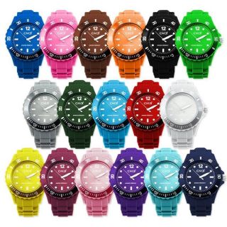 Cm3 Silikon Armband Uhr Damen Herren Kinder Bunte Sport Watch Unisex 43 38 35 Mm Bild