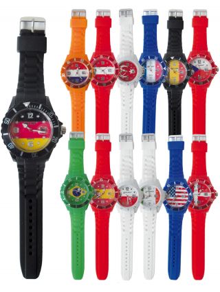 Silikon Armbanduhr Uhr Watch Länderuhren Flaggen Datum Herrenuhr Damenuhr Sport Bild