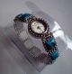 Elegante Damen Uhr Analog Edelstahl Quarz Türkis Steine Armband Dehnbar Armbanduhren Bild 1
