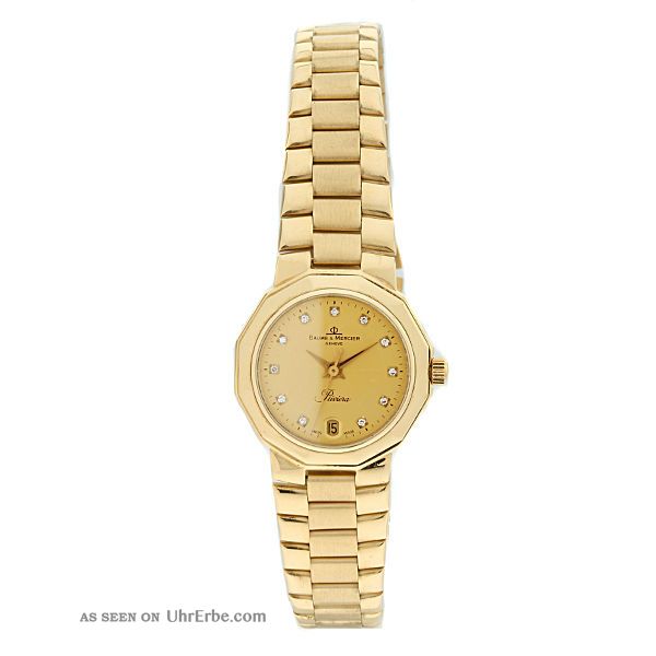 Damenuhr Von Baume & Mercier ' Riviera ' Quartz Ref.  83212.  900 750 Gelbgold /68,  5g Armbanduhren Bild
