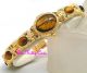 Gold Deko Tigerauge Precious Juwel Markasit Damen Statement Armband Anzug Uhr Armbanduhren Bild 20