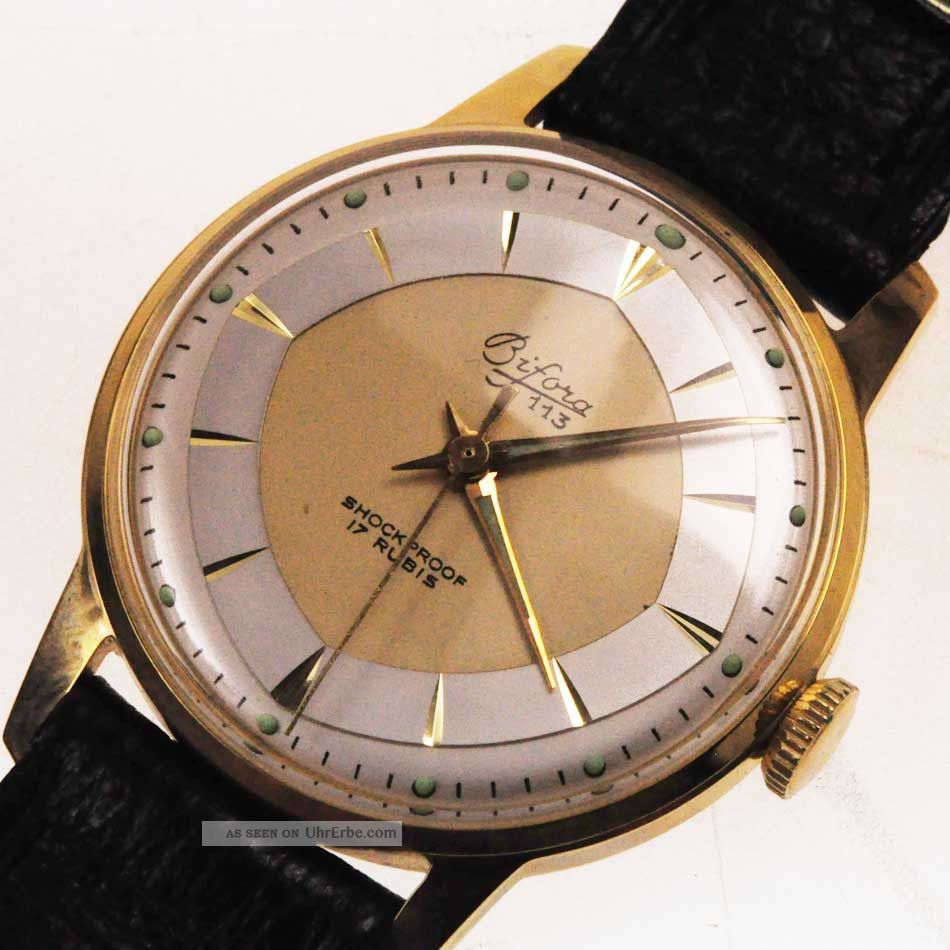 Bifora 113 Art Deco Watch Damen Herren 1950 Handaufzug Lagerware Nos Vintage 79 Armbanduhren Bild