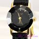 Omax Dünn Gold Beschichtet Seiko Uhrwerk Schwarz Schliff Glas Mineral,  Leder Uhr Armbanduhren Bild 12