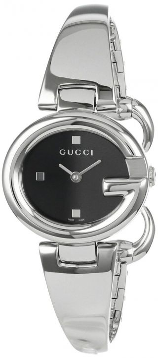 Gucci Damen Uhr Ya134501 Guccissima Modischer Armreif Schwarzes Ziffernblatt Bild