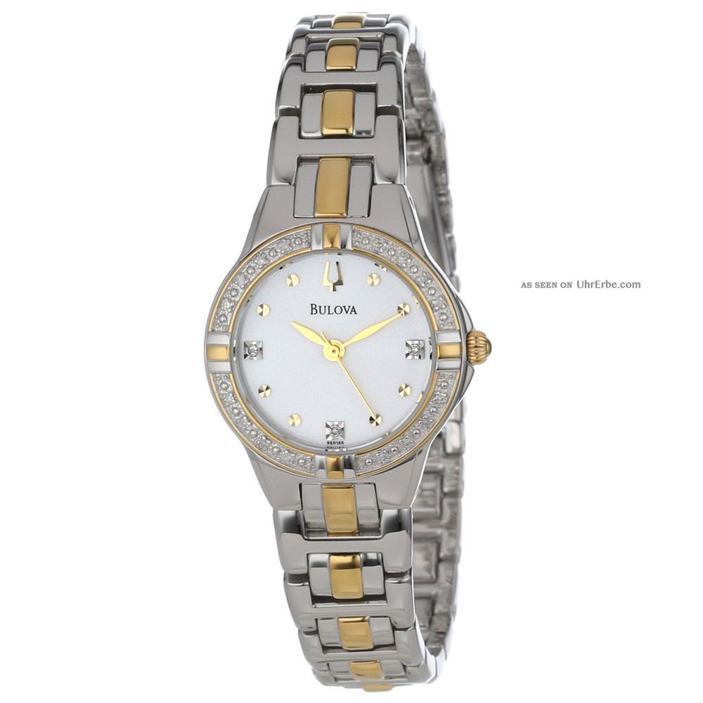 Bulova 98r166 Frauen Diamant Weiß Zifferblatt Zwei Ton - Quarz - Uhr Armbanduhren Bild