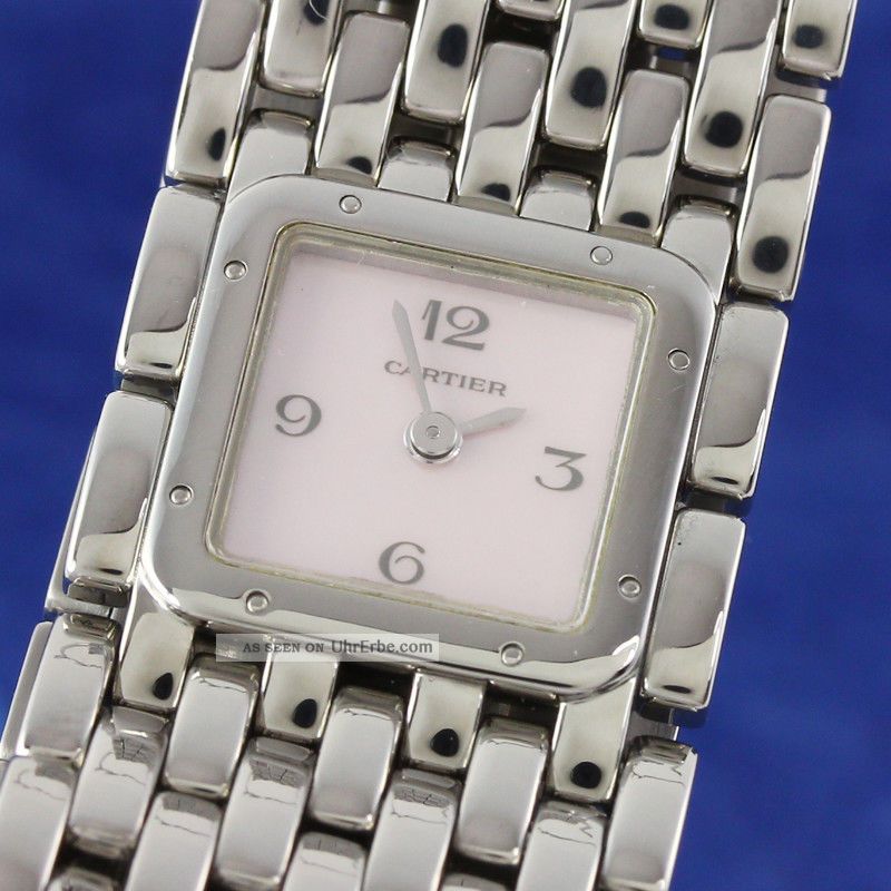 Cartier Lady Panthere Ruban Damenuhr Edelstahl Cal 201 Designklassiker Perlmutt Armbanduhren Bild