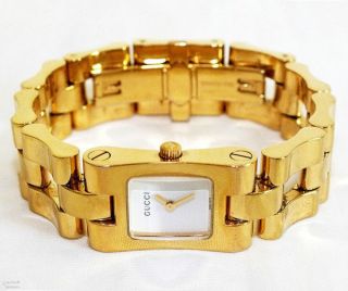 Gucci Uhr 2305l Quarz Edelstahl Damen Armbanduhr 18k Gold Swiss Watch Bild