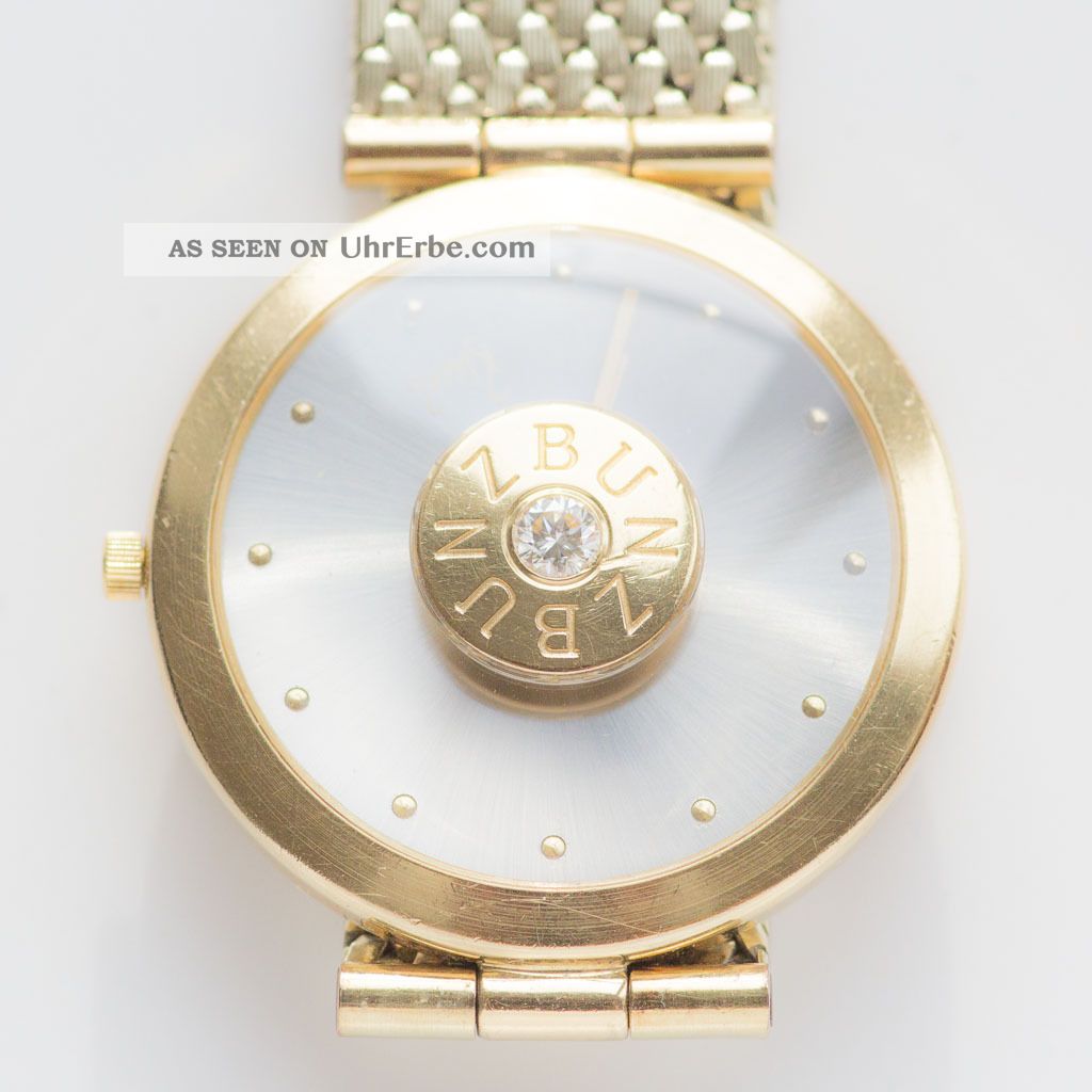 Bunz Designeruhr Damenuhr Aus 750 Gold Und Armband Aus 585 Gold,  0,  16 Ct Diamant Armbanduhren Bild