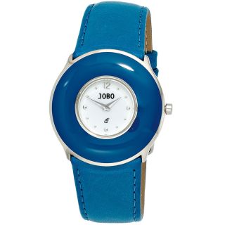 Damenuhr Damen Armbanduhr Jobo Quarz Analog Edelstahl Lederband Blau Bild