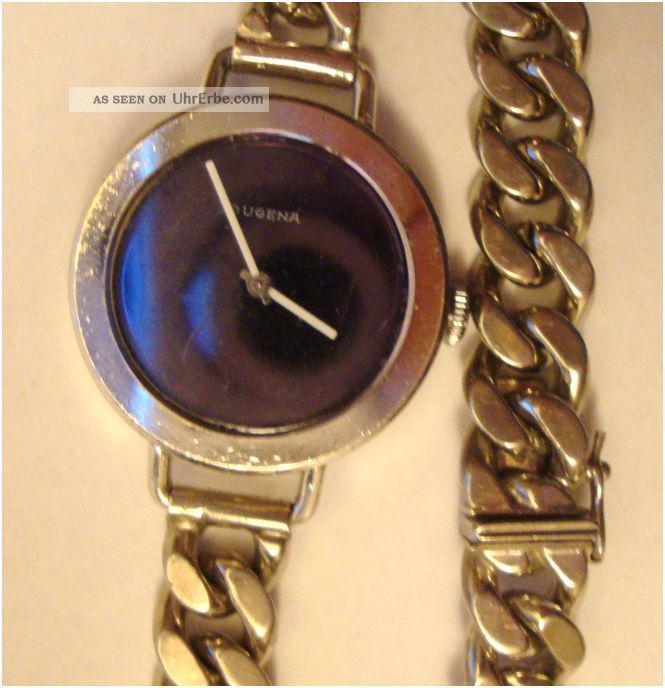 Dugena Handaufzug Dau Armbanduhr Mit Panzerketten - Band Edelstahl Armbanduhren Bild