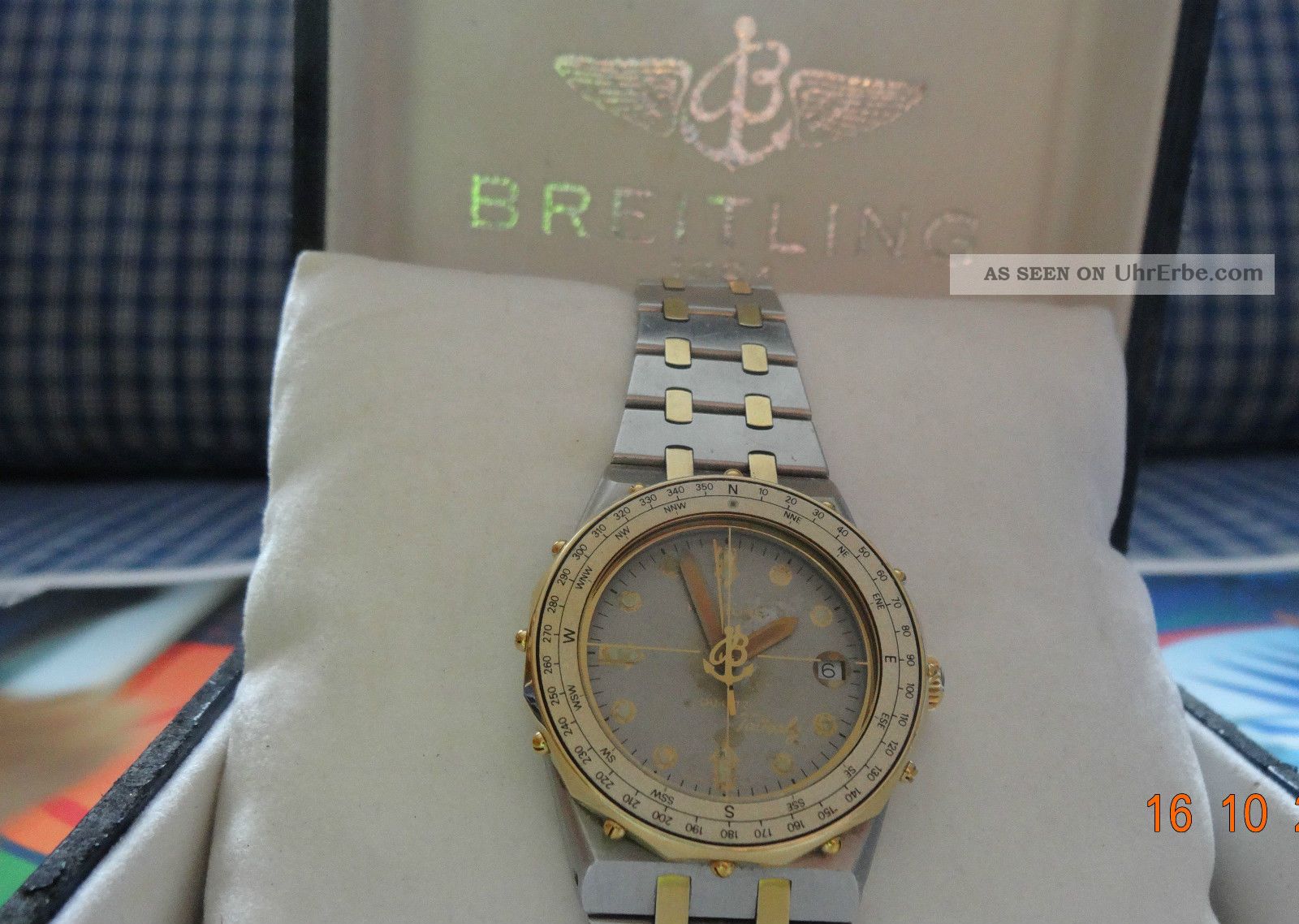 Vtg Rare Breitling Eric Tabarly Quartz 80770 Gold Stainless Box Watertightness Armbanduhren Bild