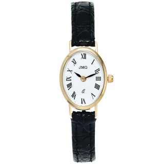 Jmg - Damenuhr,  Golduhr 585er Gelbgold,  Schweizer Uhrwerk,  Schwarzes Lederband Bild
