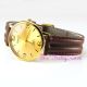 Omax Wasserdicht Gold Klassisch Unisex Seiko Y121 Werk Braun Leder Armbanduhr Armbanduhren Bild 10