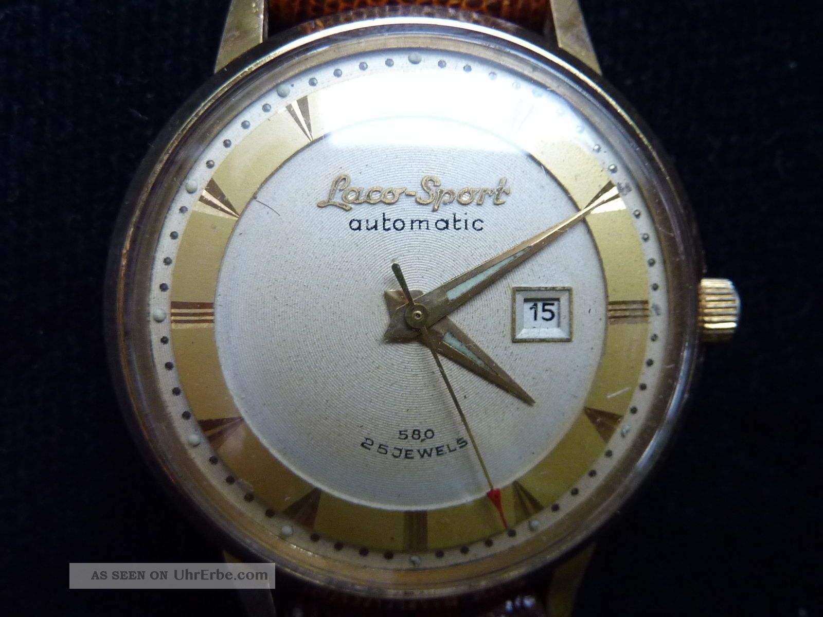 Laco Sport Automatik Uhr 585 Gold Von 1958 Armbanduhren Bild