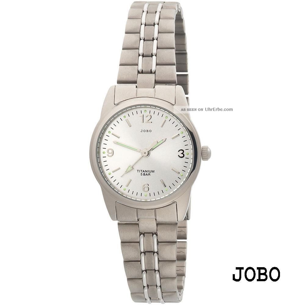 Jobo Damenarmbanduhr Quarz Analog Titan,  Teilmattiert,  Zentralsekunde,  5 Atm Armbanduhren Bild