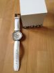 Damen Uhr Chronograph Dkny Modell Ny 4695 Ungetragen Lederarmband Weiß Armbanduhren Bild 1