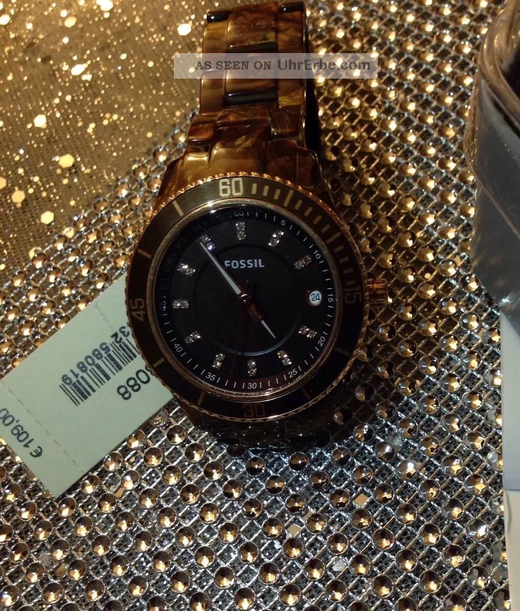Fossil Damenuhr Stella Kunststoff Zirkonia Braun Es3088 Armbanduhren Bild