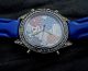 Hip Hop Uhr,  Tega,  World Design,  Blau /silber,  Strass Armbanduhren Bild 2