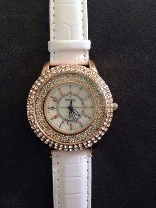 Gogoey Weiß Armbanduhr Damenuhr Kristall Perlen Uhr Bild
