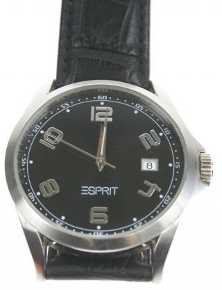 Herren - Uhr Esprit Herrenarmbanduhr Mit Schwarzem Lederarmband Tages - & Datumsanz Bild