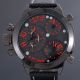 Zeiger Herren Uhr Mode Rot/orange Analog Quarz Leder Armbanduhr Mit 2 Zeitzonen Armbanduhren Bild 2