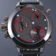 Zeiger Herren Uhr Mode Rot/orange Analog Quarz Leder Armbanduhr Mit 2 Zeitzonen Armbanduhren Bild 3