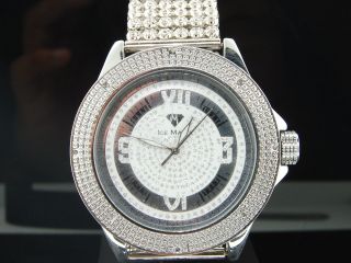 Armbanduhr Herren Ice Mania Jojino Joe Rodeo Diamant 3 Reihen Weiße Band Im3028 Bild