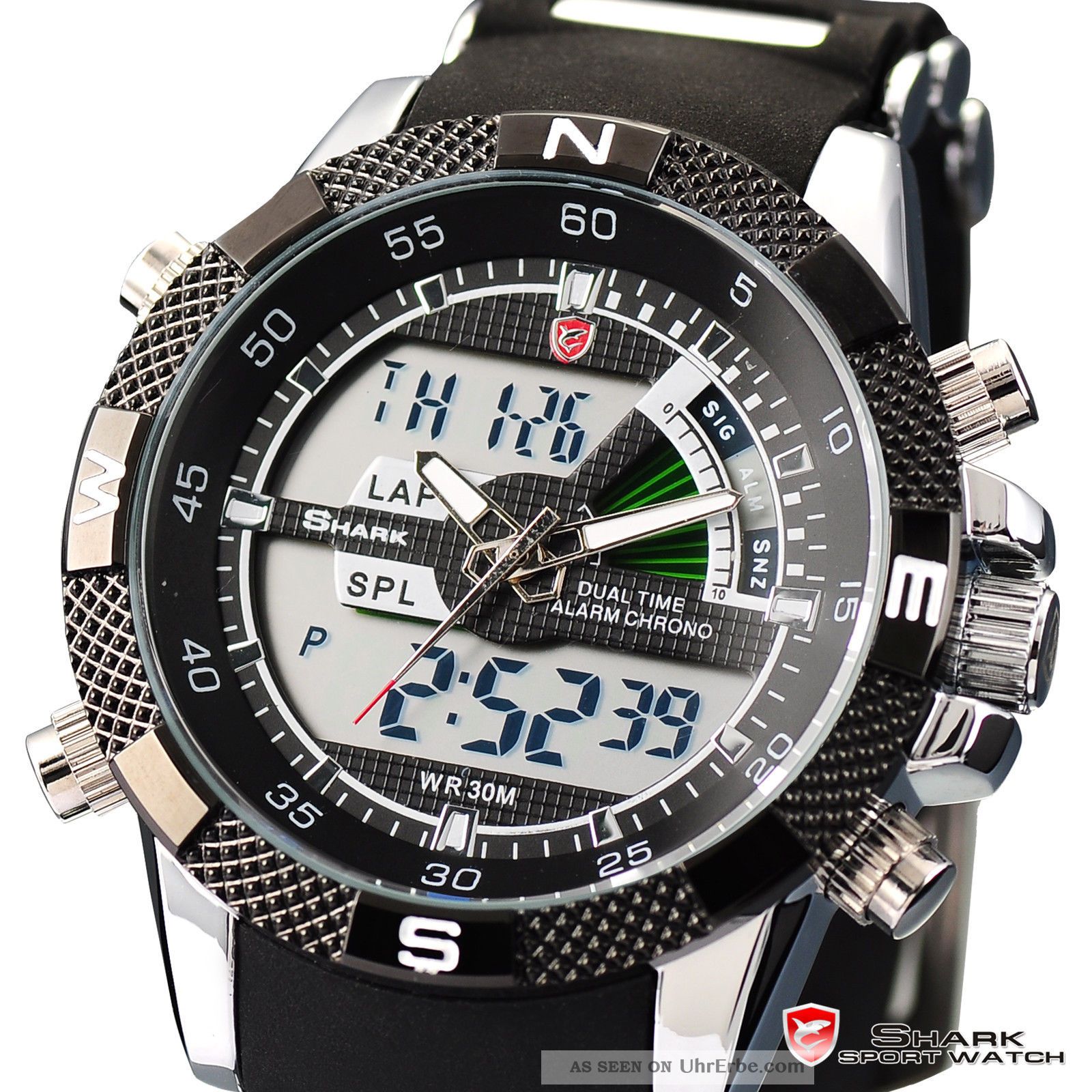 Shark Herrenuhr Led Sportuhr Alarm Stoppuhr Digital Armbanduhr Quarzuhr Schwarz Armbanduhren Bild