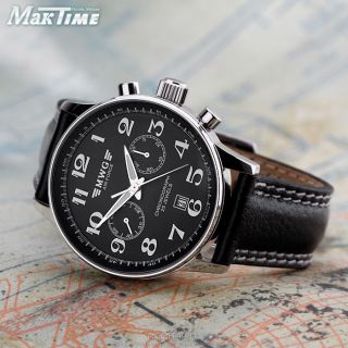 Maktime | Poljot Chronograph 3133 Russian Mechanical Aviator Watch,  Glasboden Bild