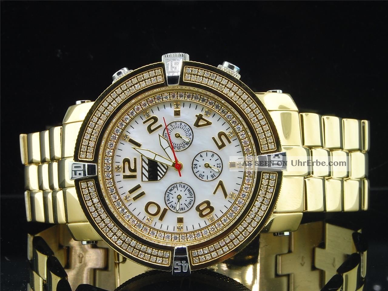 Mens Platinum Watch Company 5th Avenue Joe Rodeo Diamant Uhr 160 Pwc - 5av104 Armbanduhren Bild