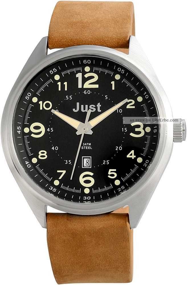 Just Herrenuhr Uhr Armbanduhr 48 - S1231 - Bk Hellbraun Schwarz Datum Armbanduhren Bild