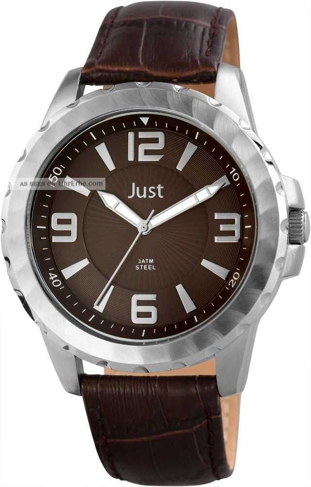 Just Herrenuhr Braun Silber 48 - S9312 - Br Uhr Armbanduhr Lederarmband Armbanduhren Bild