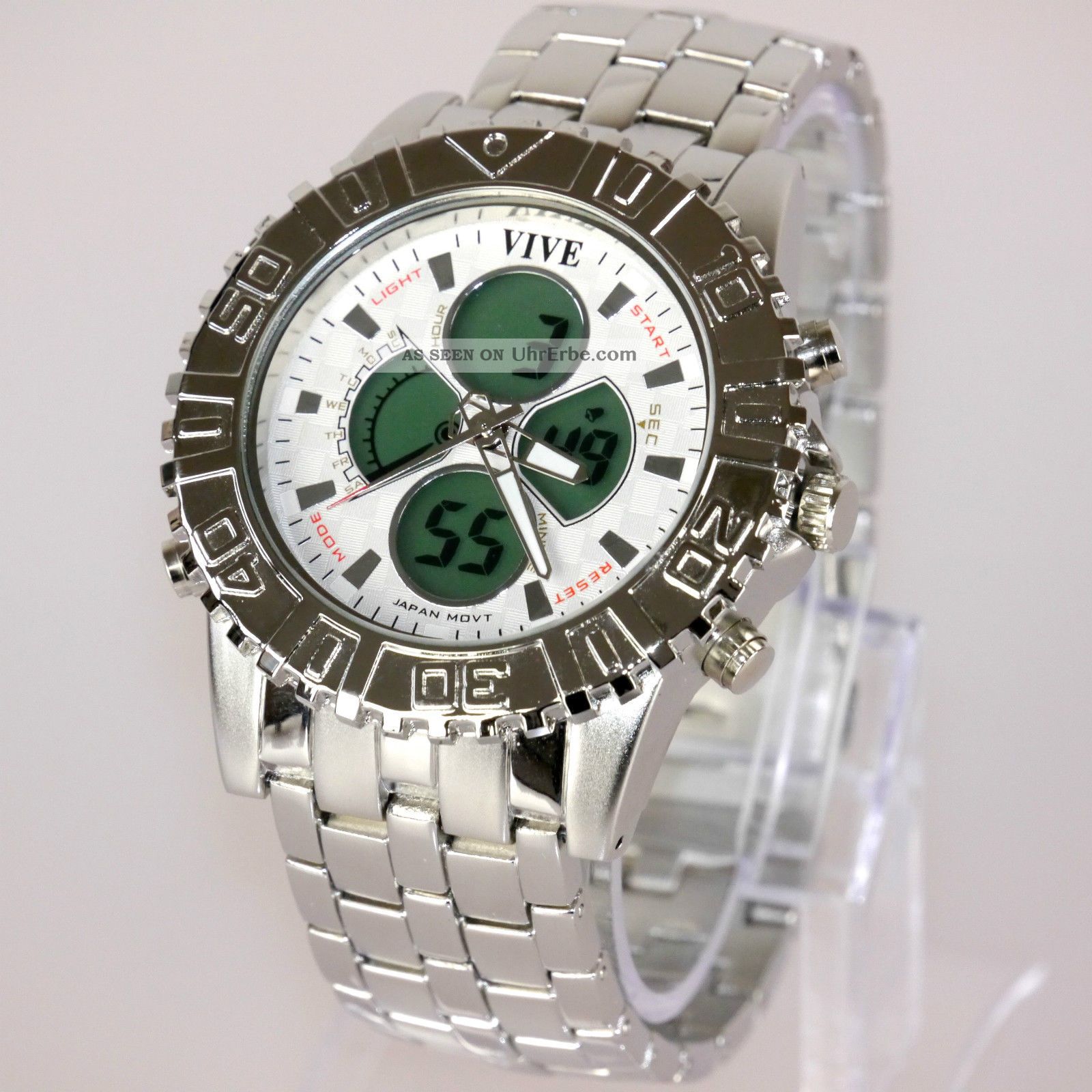 Herren Vive Xxl Armband Uhr Edelstahl Silber Watch Analog Digital Quarz 13 Armbanduhren Bild