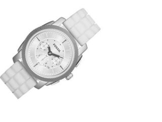 Fossil Weiß Silikon Band Chronograph Herren Uhr Armbanduhr Fs4805 Bild