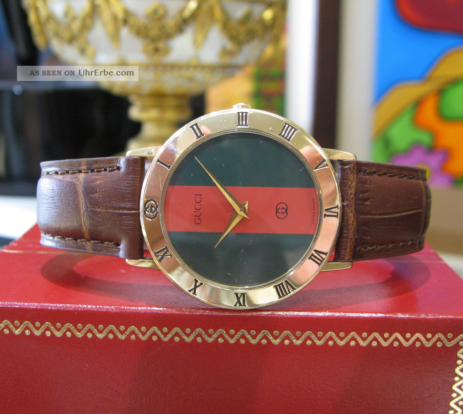 Gucci Herren 3001m 18k Vergoldet Zifferblatt Römische Ziffer Lünette Runde Uhr Armbanduhren Bild