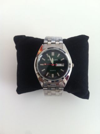 Excellanc Metall Uhr Herrenuhr Armbanduhr Tag Datum Grün Bild