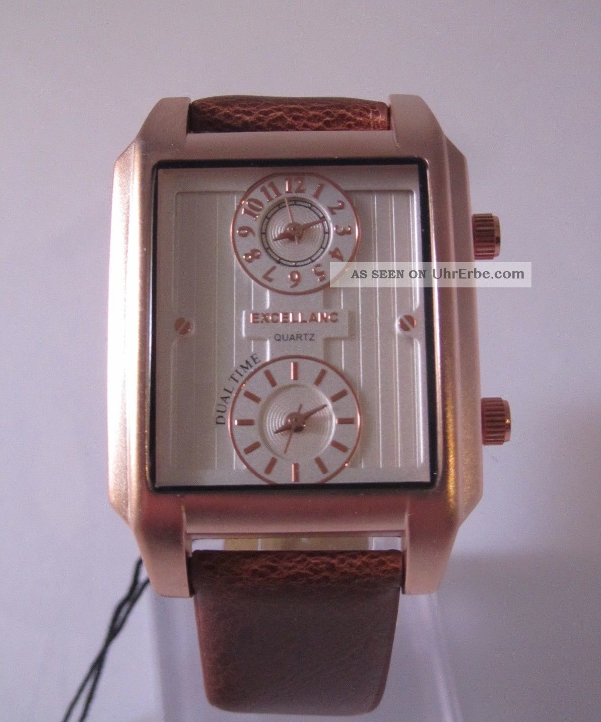 Excellanc Herren - Quartz - Uhr Rot - Gold Optik Dual Time Armbanduhren Bild