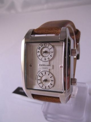 Excellanc Herren - Quartz - Uhr Silber Optik Dual Time Bild