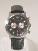 Emporio Armani Herrenuhr / Herren Uhr Leder Chronograph Datum Schwarz Ar0576 Armbanduhren Bild 3