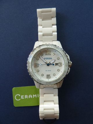 Neue Fossil Ce5009 Keramik Ceramic Herrenuhr Armbanduhr Uhr Weißuvp 229,  00€ Bild
