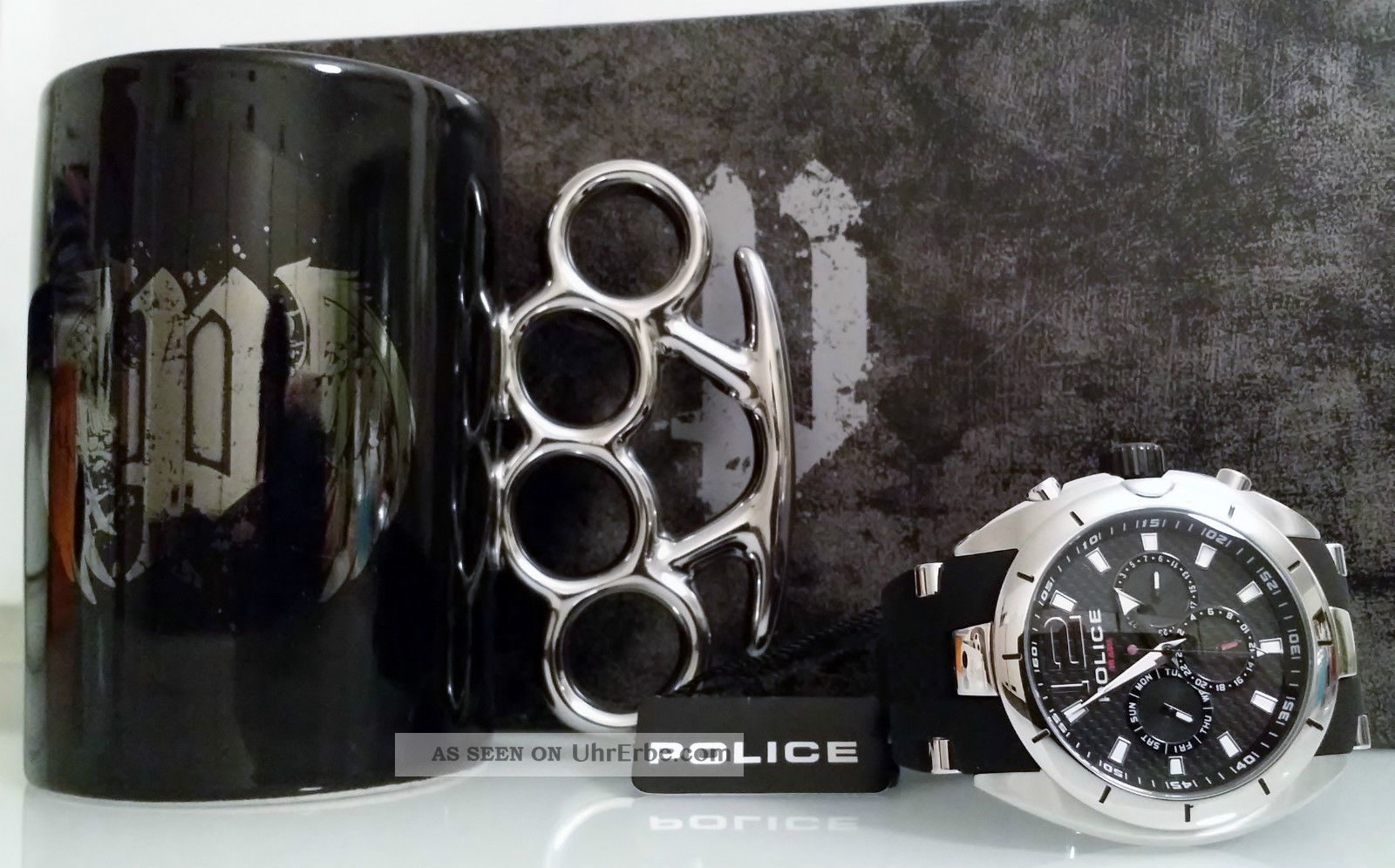 Police Xl Uhr Interceptor X Pl12676jis/02 - Geschenkset Mit Police Tasse Armbanduhren Bild