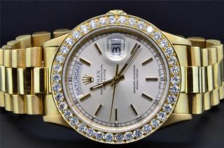 Armbanduhr Rolex President Tag - Datum 18k Gelbgold Diamantrahmen 38mm Bild