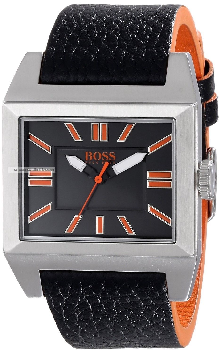 Herren Armbanduhr Hugo Boss Orange 1512940 Big Ben Quadratisch Schwarz Leder Armbanduhren Bild