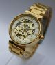 Exklusiv Winner Herrenuhr Gold Edelstahl Armband Skelett Uhr Edel Mechanisch Armbanduhren Bild 1