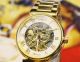 Exklusiv Winner Herrenuhr Gold Edelstahl Armband Skelett Uhr Edel Mechanisch Armbanduhren Bild 2