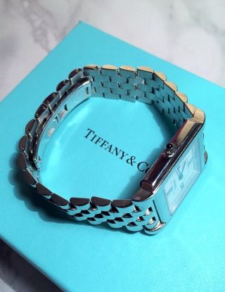 Tiffany Armbanduhr Silber Stahl Quartz Watch Silver Square Steel Bild