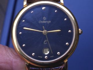 Seltene Challenger Swiss Herren Armbanduhr Gut Erhalten Läuft Gut. Bild